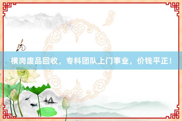 横岗废品回收，专科团队上门事业，价钱平正！
